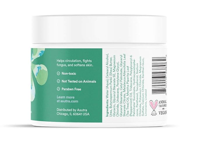 ASUTRA Treat your Feet Foot Cream, 3.4 oz - Rich Lotion with Shea Butter for Dry, Cracked Feet, Peppermint & Tea Tree Essential Oils