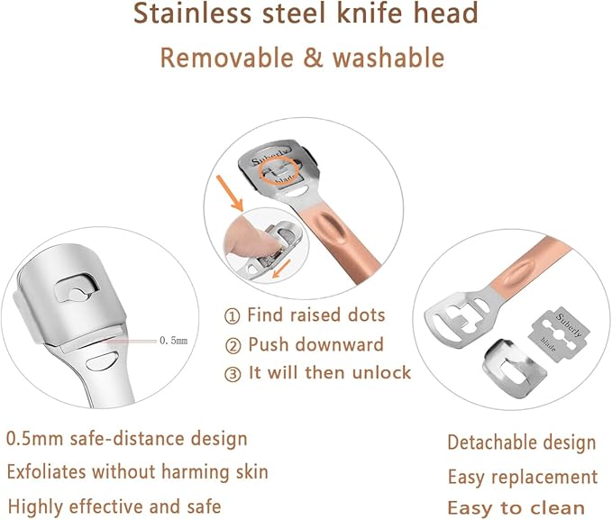 Dual-Sided Foot File-Dead Skin and Callus Shaver with 20 Blades-Stainless Steel Foot Remover for Removing Calluses, Aged Keratin, Hard Dead Skin, and Toe Gap Cleaning-Heel Scraper Pedicure Tool Kit