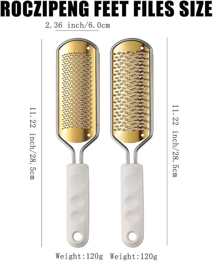 White Foot File Callus Remover, Foot File for Feet – Professional Pedicure Tool for Dead Skin Removal & Cracked Heels – Ultimate Stainless Steel Foot Scrubber for Soft, Healthy Feet