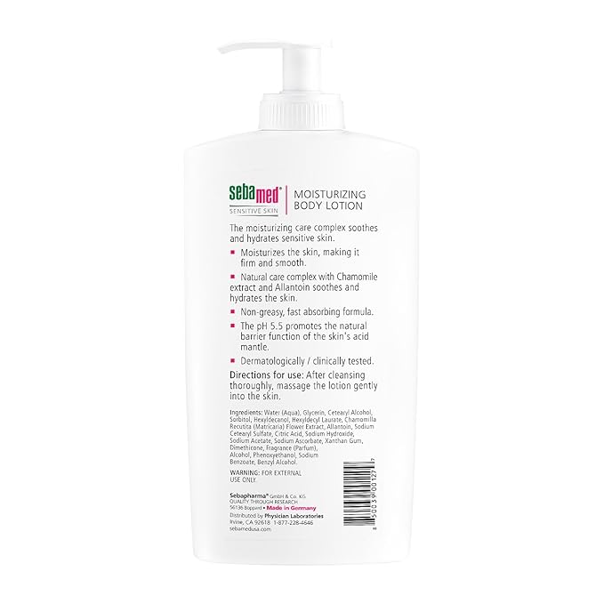 SEBAMED Paraben-Free Moisturizing Body Lotion With Pump for Sensitive and Delicate Skin pH 5.5 Ultra Mild Dermatologist Recommended Moisturizer 13.5 Fluid Ounces (400 Milliliters)