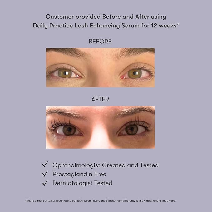 Daily Practice by Dr. B Lash Serum - Eyelash Growth Serum with Peptides, Biotin, Niacinamide & Hyaluronic Acid - Paraben-Free, Phthalate-Free, Hydrating Formula - 4ml