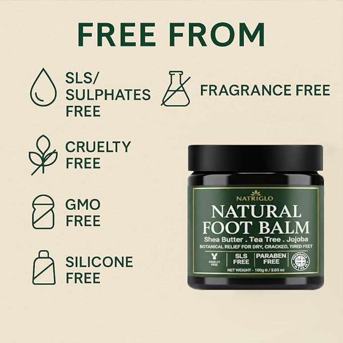 Organic Tea Tree Foot Balm for Dry Cracked Feet & Heels - Intensive Callus Remover & Foot Repair Cream with Shea Butter - Moisturizer for Rough Hard Skin & Cracked Heel Treatment for Men & Women