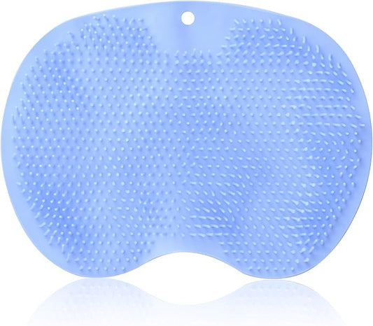 Silicone Foot Scrubber in Shower, Back Washer Exfoliating Bath Wash Pad Wall Mounted, Foot & Body Brushes for Men and Women(Blue)