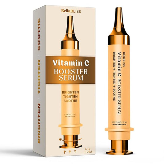 BellaBLISS 24K Gold Vitamin C Eye Serum – Lightweight Under Eye Treatment for Puffiness, Fine Lines & Soothing – Hydrating Formula with Glycerin – Made in Korea – 0.33 fl oz / 10 ml – Pack of 1