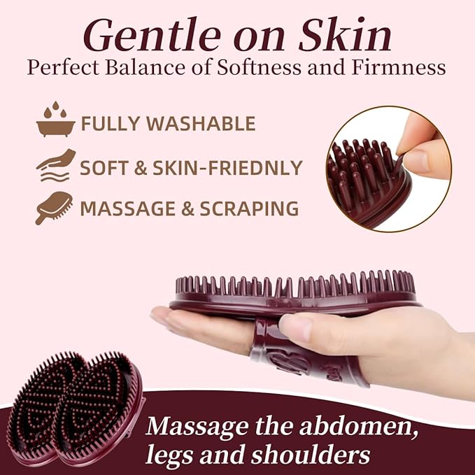 Handheld Massage Brush – Comfortable Grip Massage Gloves for Full-Body Brushing & Relaxing Muscle Care (Purple)