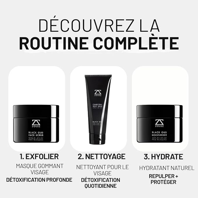 ZOUSZ Black Oud Charcoal Mens Face Scrub Mask – Exfoliating Clay Face Mask & Deep Cleansing Facial Scrub with Activated Charcoal, Salicylic Acid & Hyaluronic Acid – Revitalize skin – 50ml