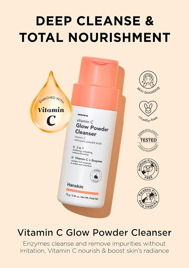Hanskin Vitamin C Glow Duo – Powder Facial Cleanser & Sheet Mask Set | Gentle Exfoliation, Hydration & Radiant-Looking Skin | Korean Skincare Routine for Dull, Dry & Sensitive Skin, K-Beauty