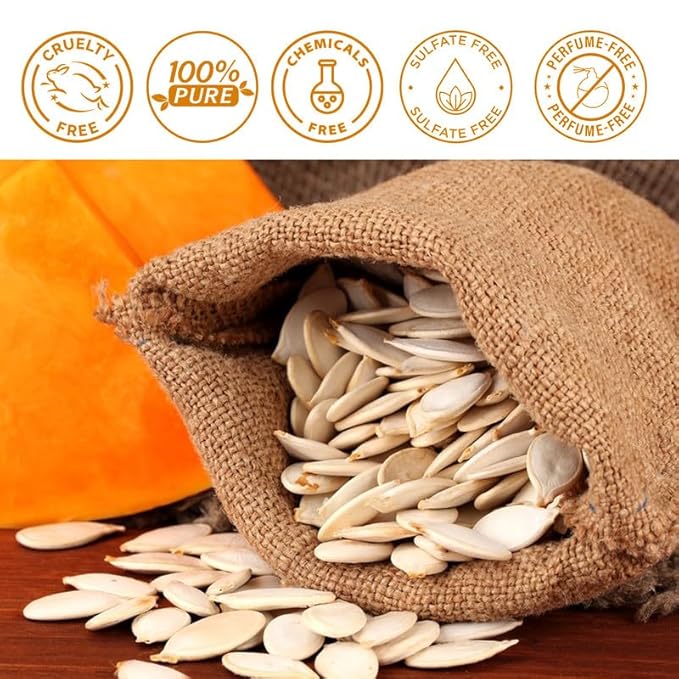 Pumpkin Seed Oil, Pumpkin Seed Essential Oil for Hair Growth & Dry Damaged Hair, Strengthen Hair Thickness, Nourish Hair scalp, Moisturizer Serum for Skin, Face & Body, 2 Pcs