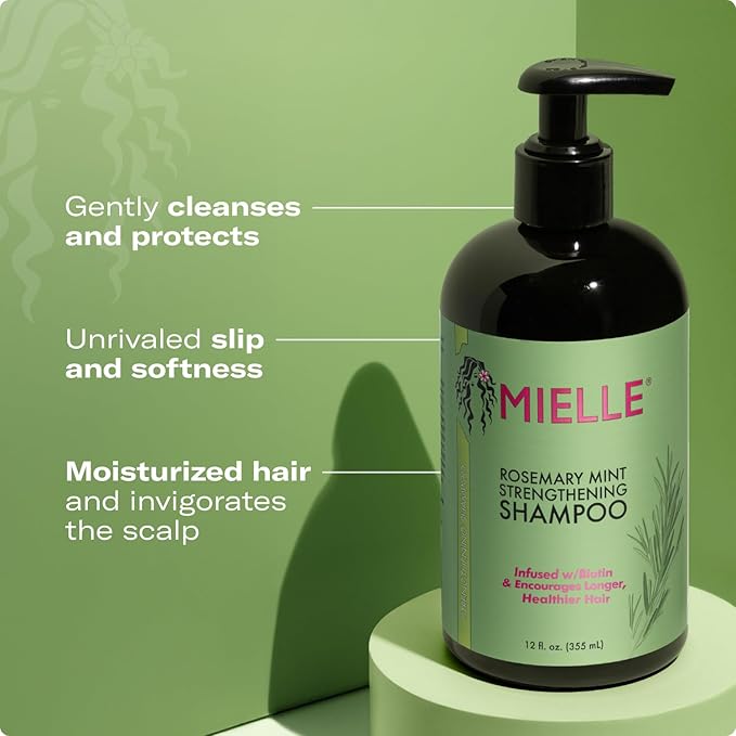 Mielle Organics Rosemary Mint Strengthening Hair Oil and Shampoo