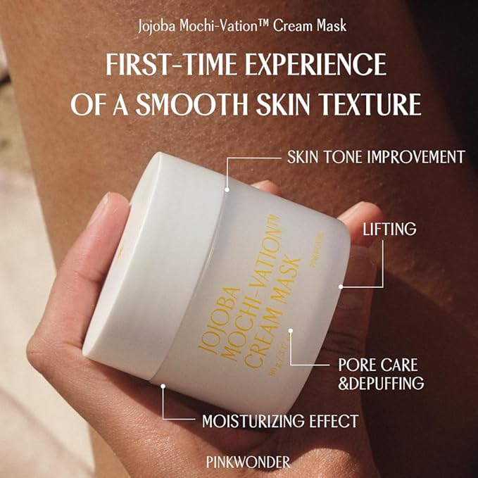 PINKWONDER Jojoba Mochi Vation™ Mud Clay Mask 3.17oz (90g), Organic Jojoba Oil, Blackhead Remover, Clay Detox, Pore Minimizing Wash Off Face Mask