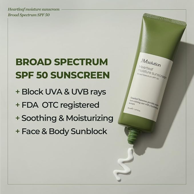 JMsolution Sunscreen Bundle SPF50 -Marine Luminous Pearl +Heart Leaf Sunscreen Made in USA
