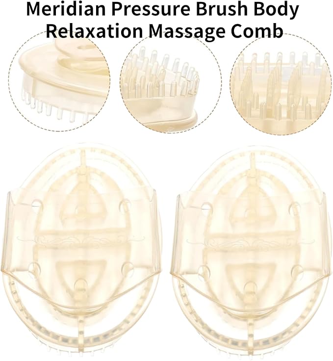 Meridian Pressure Brush Body Relaxation Massage Comb Essential Oil Brush Body Scrubber Bath Body Brushes SPA Massager Device, for Meridian Scalp Full Body Relaxation Massage (2 Pcs) (White)