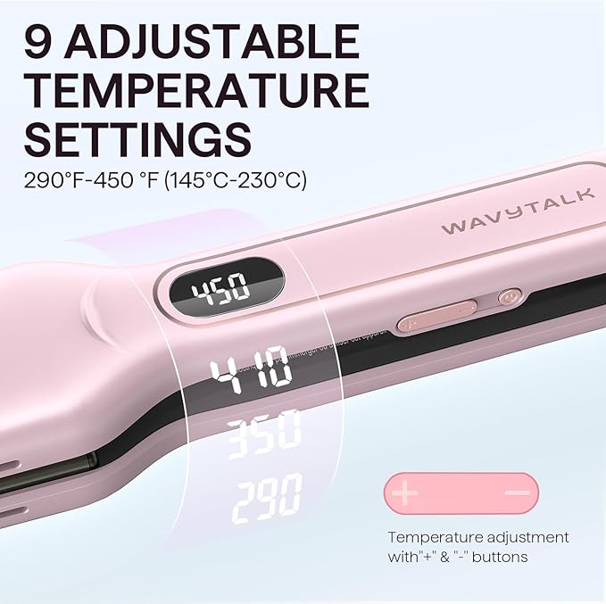 Wavytalk Wet to Straight Hair Straightener, Titanium 1.75 Inch Wide Vent Sesh Flat Iron for Damp or Dry Hair, Straightener with Dual Voltage Leave Silky Smooth Look, 20% Faster Styling, Pink