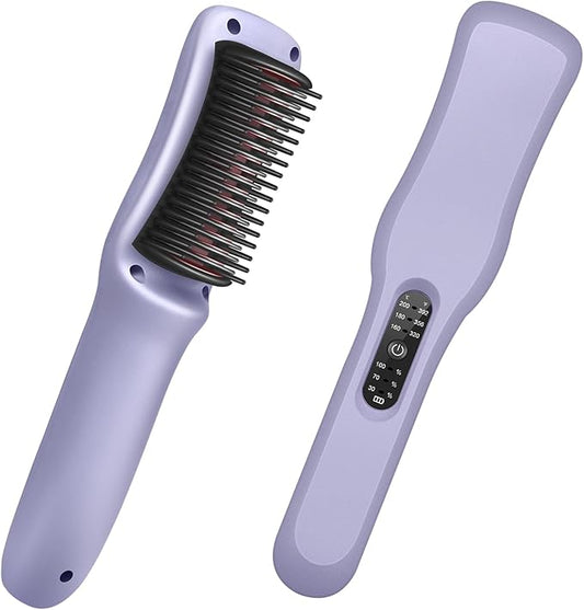FERNIDA Cordless Straightener Brush Portable Mini Hair Straightener Comb Rechargeable Straightening Brush for Travel Women & Girls