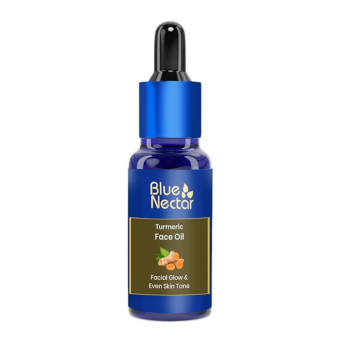 Blue Nectar Turmeric Facial Oil for Even Skin | Plant Based Skin Glow | Tan Removal Face Serum for Women & Men (16 Herbs,1 Fl Oz)