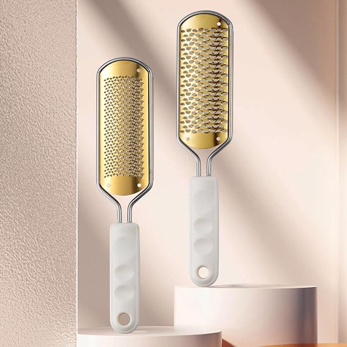 White Foot File & Callus Remover – Professional Pedicure Tool for Dead Skin Removal, Cracked Heels & Smooth Feet – Ultimate Stainless Steel Foot Scrubber for Soft, Healthy Feet (White A)