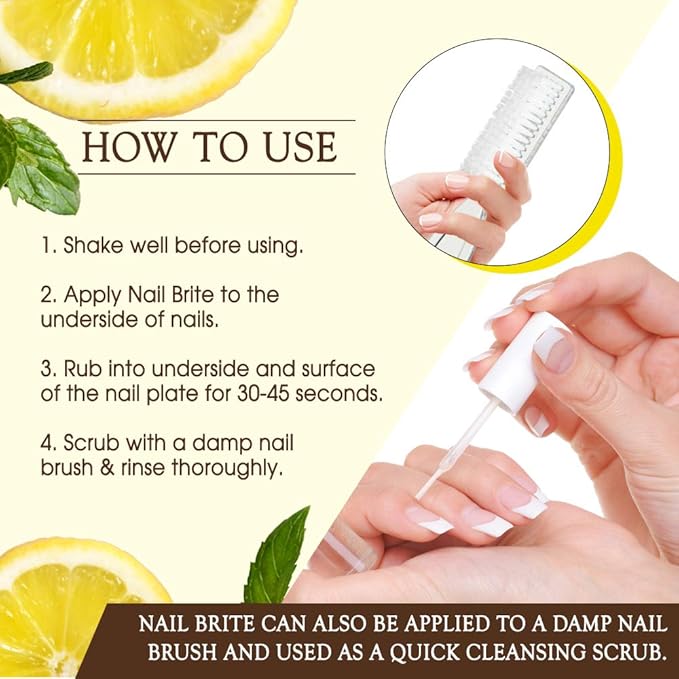 Gena Nail Brite Whitening Scrub with Brush, Cleans Conditions & Brightens Nails, 4 oz