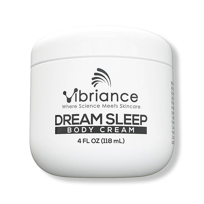 Vibriance Dream Sleep Body Cream, 4 fl oz - Fluffy Full Moisturizer for Dry Skin, Relaxation and Rejuvenation with Therapeutic Ingredients, Soothing Vanilla Aromatics