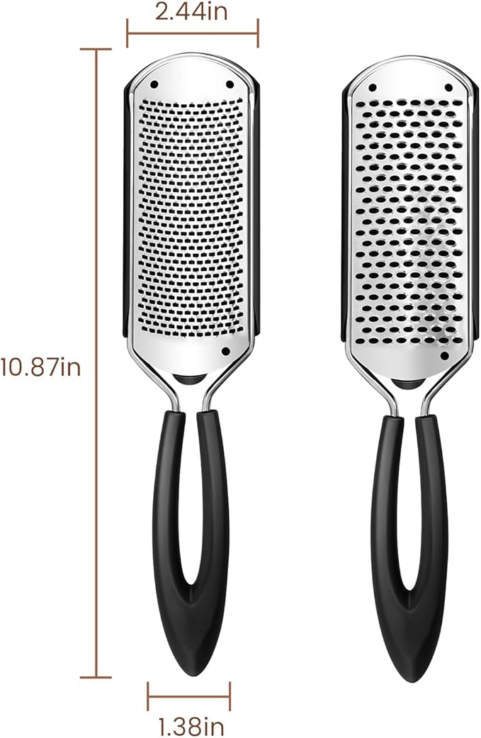 2 Pack Colossal Foot Rasp Scraper 1 Big Hole & 1 Small Hole, Detachable Professional Pedicure Tool Stainless Steel Dead Skin Remover Foot Scrubber Heels Repair for Dry and Wet Feet