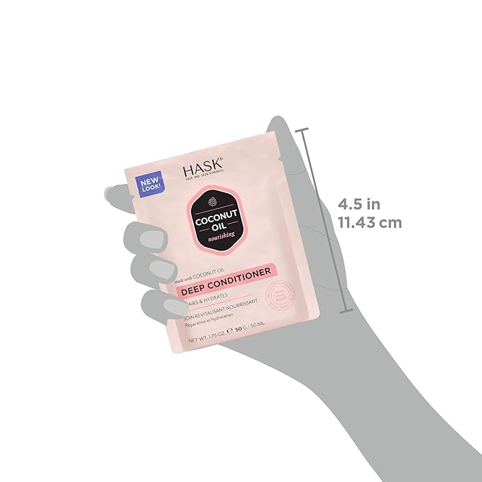 HASK Dry Shampoo Duo (4.3oz-Qty 2) & Deep Conditioner Packette, Aluminum-Free, Sulfate-Free, Paraben-Free, Color Safe, for All Hair Types (Coconut)