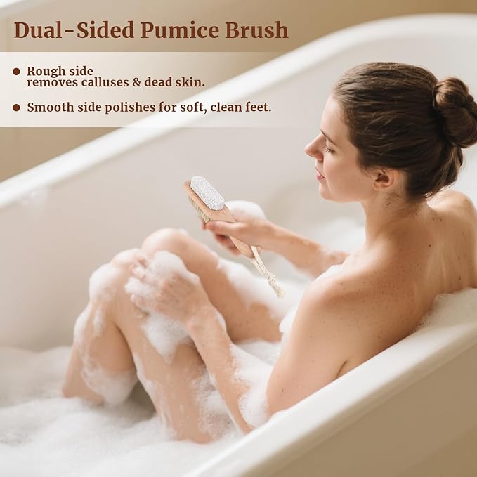 Dry Brush Set-4 Packs Natural Boar Bristle Dry Brushing Body Brush Exfoliating Face, Foot, Bath Brush for Face and Body for Cellulite Lymphatic Drainage(Set A)