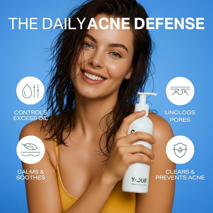Y'OUR Acne Clearing Body Wash | Gentle & Non-Drying Salicylic Acid Formula | For All-Over Body Use - Smooths Texture & Evens Tone | Clears Bacne & Breakouts for Women + Men, Paraben & Sulfate Free