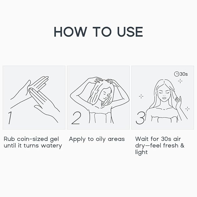 HALOVIDA Leave-in Dry Shampoo Gel, Instant Oil Absorption & Volume, Light Texture Transparency, Non-Aerosol, Safe & Clean with Natural Ingredients, 2.82 oz