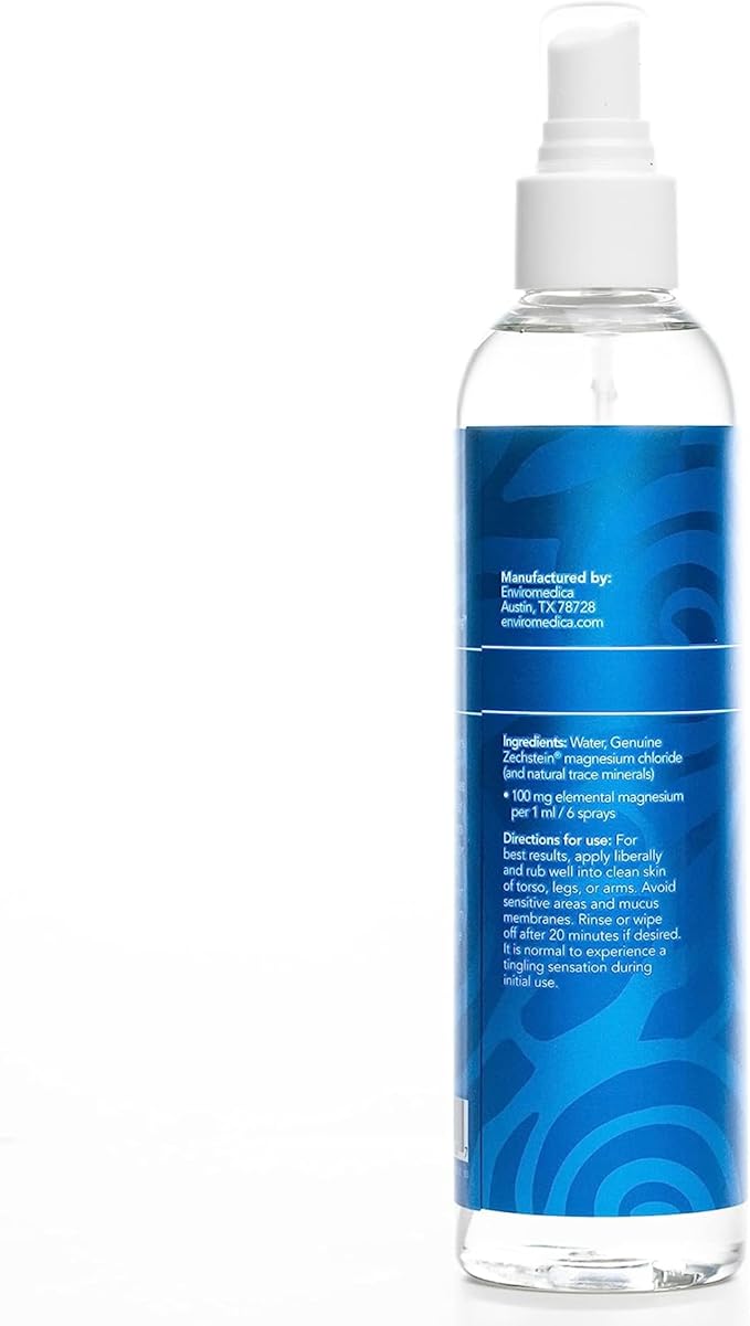 Ancient Minerals Magnesium Oil Spray Bottle of Pure Genuine Zechstein Magnesium Chloride - Topical Magnesium for Skin Application (4fl oz)