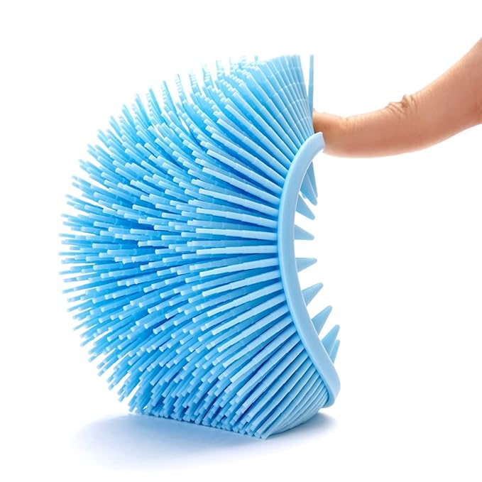 Premium Sensory Brush for Kids or Autism,Soft Silicone Body Scrubber,2 in 1 Sensory Room Occupational Therapy Sensory Brushes,Silicone Loofah,Pet Shower Brush Bath Brush Shampoo Brush(Spikes-Black)