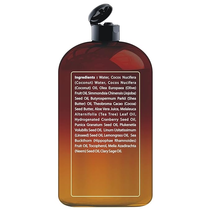 First Botany, ALL Natural Body Wash, Fights Body Odor, Athlete's Foot, Jock Itch, Dandruff, Acne, Eczema, Shower Gel for Women & Men, Skin Cleanser -16 fl oz (Tea Tree, Lemon Grass, Clary Sage)