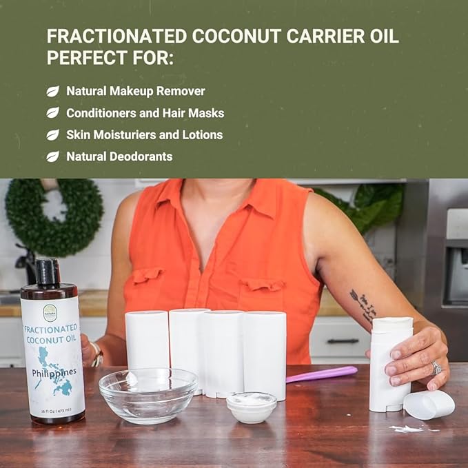 Fractionated Coconut Oil - Sourced Directly from our Farm Partner in the Philippines - Carrier Oil for Diluting Essential Oils, Body, Hair, and Skin Moisturizer - (32oz)