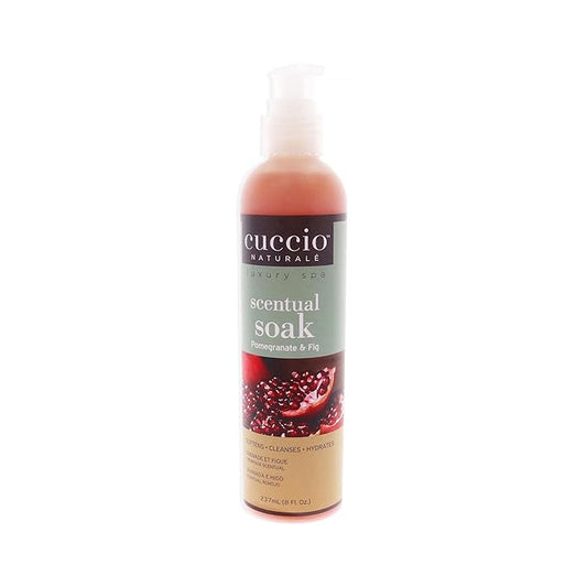Cuccio Naturale Scentual Soak - Creamy, Liquid Wash for Mani-Pedi - No Parabens - Soften, Cleanse and Hydrate Skin - Anti-Aging Solution - Use On Hands, Body and Feet - Pomegranate and Fig - 8 Oz