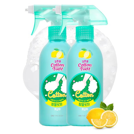 Cotton Foot - Foot Shampoo Soap (Lemon, 13fl oz*2, Pack of 2) - Refreshing Cleanse Spray, Deodorizing Foot Care Wash. Foaming Wash, Easy to Use