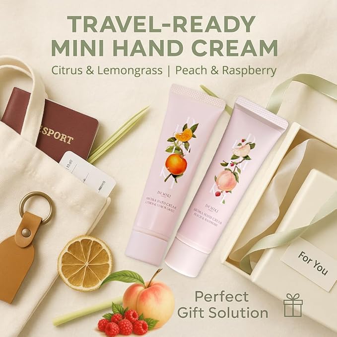 DEMIKI Shea Butter Hand Cream for Dry Cracked Hands, Birthday Gifts for Women, Bridesmaid Gifts, Nurse Gifts, Christmas Day Gifts, Party Favors, Hand Cream Gifts Set for Women, Travel Size1.7fl.ozx4