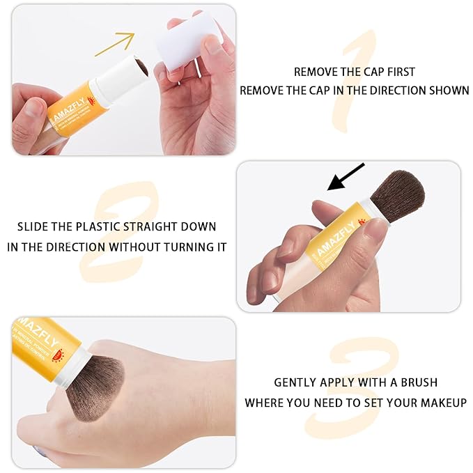 Mineral Sunscreen Setting Powder, SPF 35 Brush Sunscreen Powder for Face & Scalp, Long Lasting Lightweight Breathable, Oil Control Natural Matte Finish (#03 White)