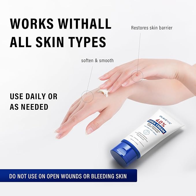 OUKEYA Urea Cream 40 Percent Tube 3 Oz, Foot & Hand Cream for Dry Cracked, 40 per Urea Lotion for Feet Maximum Strength