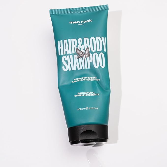 Men Rock Hair and Body Shampoo - 2-in-1 Hydrating Mens Body Wash - Volumizing and Moisturizing Shampoo for Men - Skincare Products - 6.76 oz
