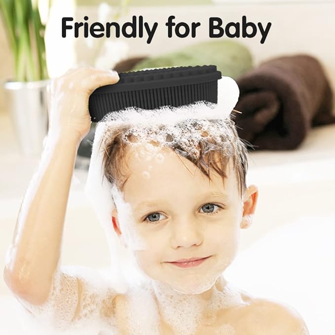 3 Pack Silicone Body Scrubber, Soft Silicone Loofah Exfoliating Body Scrubber, Silicone Body Brush Bath Shower Scrubber for Body, 2 in 1 Bath and Shampoo Wash Brush for Skin Exfoliation Men Women