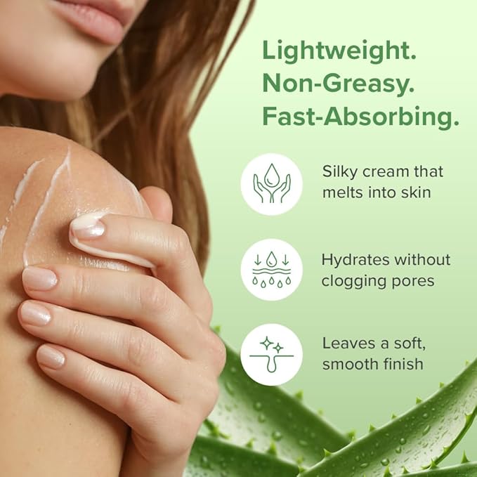 Aloe Infusion Aloe Vera Face & Body Cream – Natural Moisturizer for Dry, Sensitive & Irritated Skin – Hydrating, Non-Greasy Lotion with Shea Butter & Manuka Honey – After-Sun Care & Eczema Cream