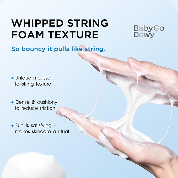 Baby Go Dewy STRING FOAM Barrier Friendly Non-Drying Facial Cleanser with APG & Plant-Powered Ingredients, Foaming Facial Cleanser Fragrance Free Sensitive Skin Friendly