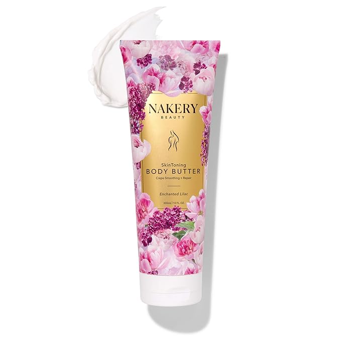 Nakery Skin Toning Body Butter - Firming Body Moisturizer for Women - Peptide Infused Body Cream for Dry & Sagging Skin - Firming Body Cream for Face, Neck, Shoulders, Arms & Legs - Enchanted Lilac