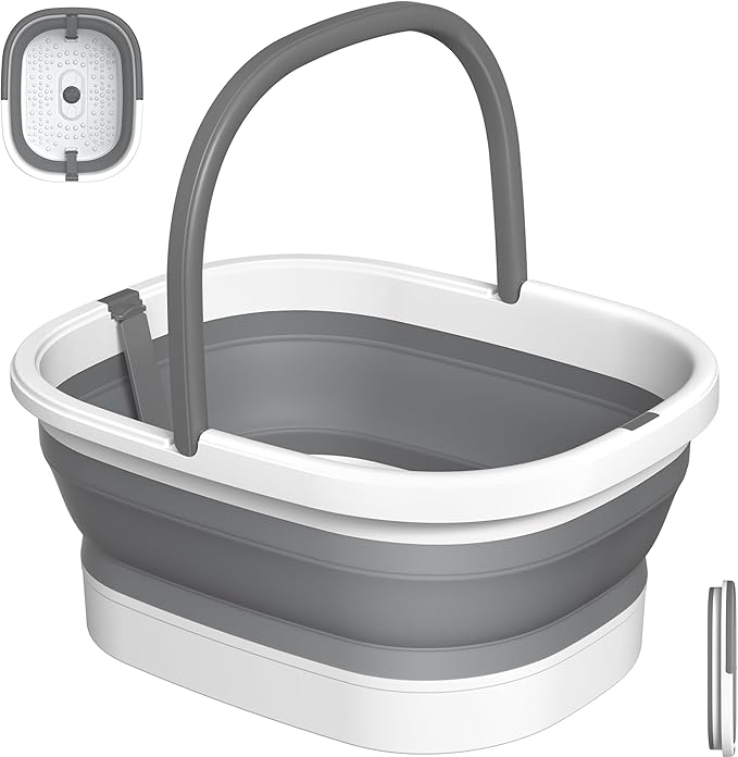 Nekteck Foot Soaking Tub Collapsible Bucket for Foot Bath Soak Tub, Foot Basin Foot Soaker with 138 Acupressure Nodes and Pumice Stone for Feet Massager Pedicure Foot Spa, Gifts for Men Women Dad Mom