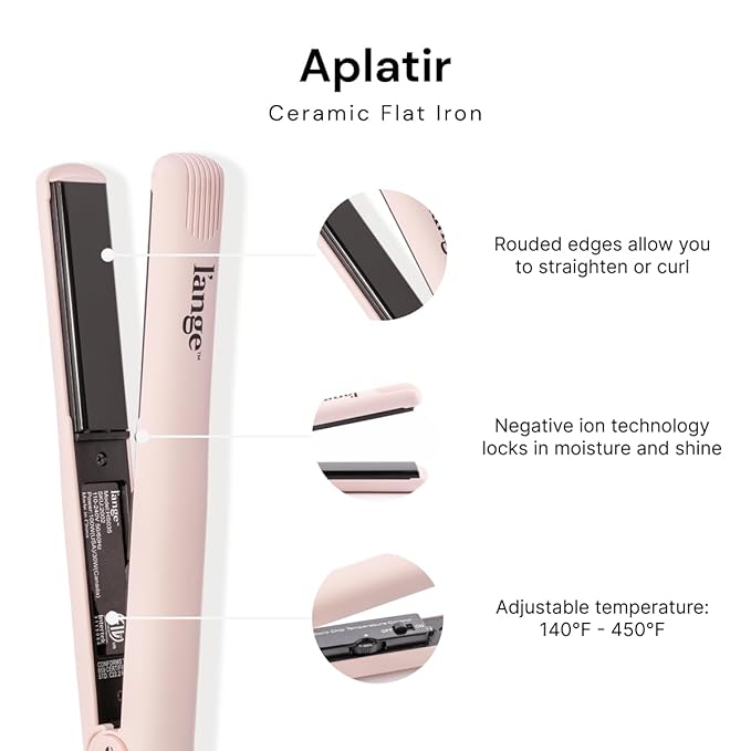 L'ANGE HAIR Aplatir Ceramic 1" Flat Iron | Adjustable Temp & Dual Voltage Hair Straightener | Tourmaline-Infused Plates for Smooth, Frizz-Free Styling | 1 Inch Styling Tool (Blush)