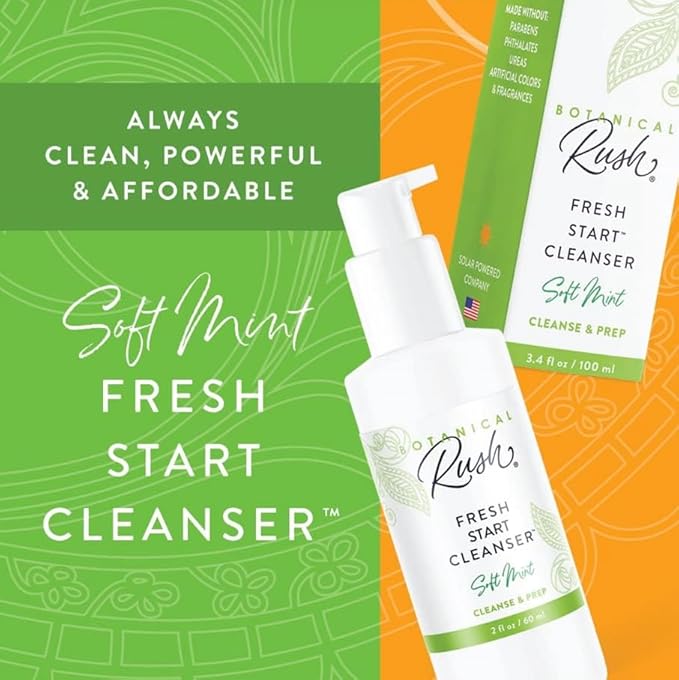 Fresh Start Facial Cleanser – Vegan, Non-Toxic Sulfate-Free Face Wash & Makeup Remover for All Skin Types, Soft Mint, 3.4 fl oz Travel Size