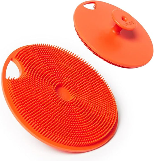 Boie USA Body Scrubber with Handle - Hygienic, Exfoliating Loofah Alternative - Feels Like Silicone Scrubber Gentle on Sensitive Skin, Hypoallergenic, BPA & Latex-Free, Made in The USA