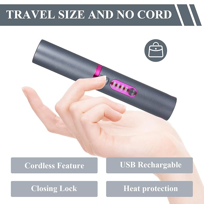 Cordless Hair Straightener and Curler 2 in 1, Portable Mini Ceramic Flat Iron, 5000mAh Battery, USB-C Rechargeable, Quick Heat Up, Travel-Friendly Hair Styling Tool, Gray