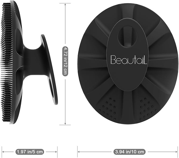 Silicone Body Scrubber Shower Bath Wash Brush Gentle Exfoliating Scrub Cleansing Loofah for Women Men Baby Sensitive Skin, Easy to Clean, Lather Nicely, More Hygienic, 1 Pack, Black