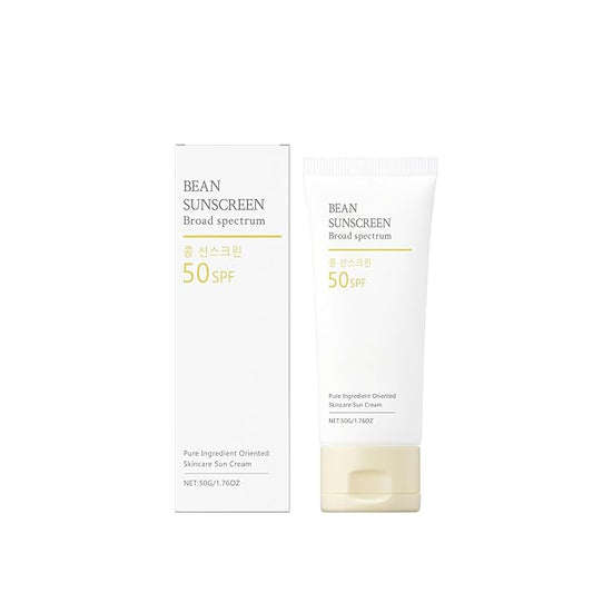 Bean Sunscreen, Sunscreen Lotion, Sun Screen Protector, SPF 50+ Under Makeup Cream for Face and Body, Airy Texture Type, Water Proof Sweat Resistant