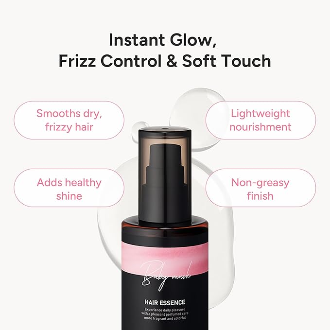 2-in-1 Korean Hair Perfume Oil & Serum with Moroccan Argan Oil & 12 Amino Acids for Dry, Damaged, Glass Hair Shine & Frizz-Control – Paraben & Alcohol-Free – Baby Musk, 100ml / 3.38 fl oz