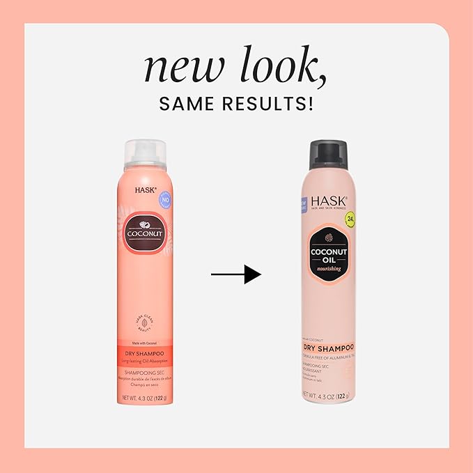 HASK Dry Shampoo Duo (4.3oz-Qty 2) & Deep Conditioner Packette, Aluminum-Free, Sulfate-Free, Paraben-Free, Color Safe, for All Hair Types (Coconut)